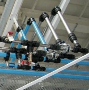 Blue and silver air pipe